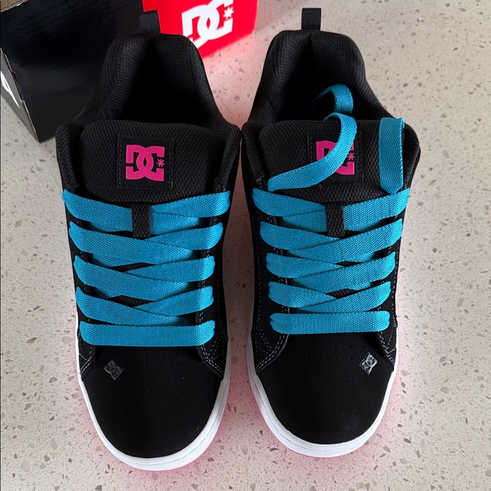 DC Black and Blue Sneakers with Pink Accents - Picture 5 of 5